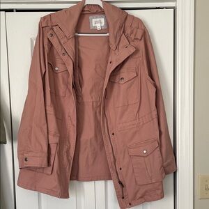 EUC Market and Spruce pink utility cargo zipper hood jacket with pockets size 2X